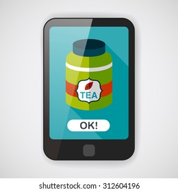 tea canister flat icon with long shadow,eps10