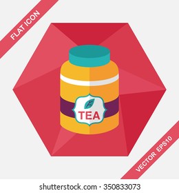 tea canister flat icon with long shadow,eps10