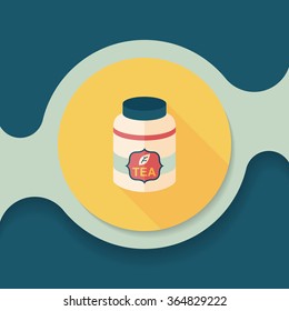 tea canister flat icon with long shadow,eps10