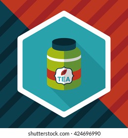 tea canister flat icon with long shadow,eps10