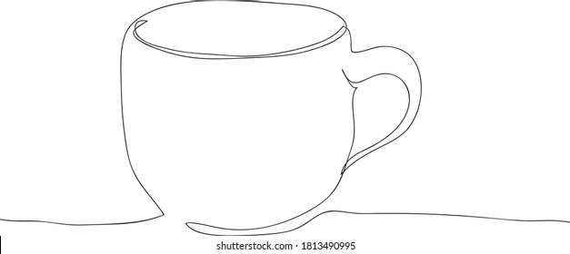Сup of tea or cappuccino of coffee. One continuous line art. Hand drawn sketch. Vector illustration for cafe menu design concept.