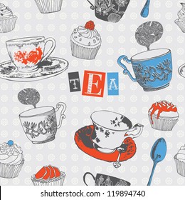 tea card. seamless background