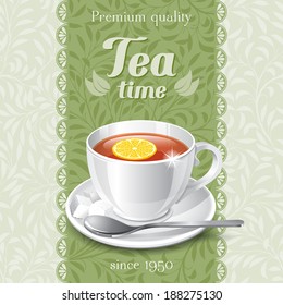 Tea Card Template For Restaurant, Cafe, Bar