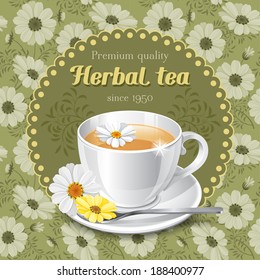 Tea card template for restaurant, cafe, bar