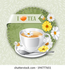 Tea card template for restaurant, cafe, bar