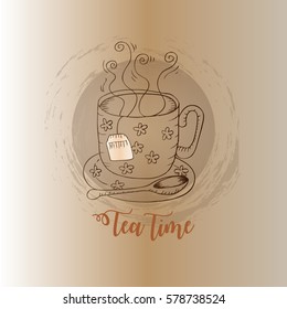 Tea card. Tea time. Hand drawing  illustration.

Find Similar Images