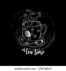 Tea card. Tea time. Hand drawing  illustration.

Find Similar Images
