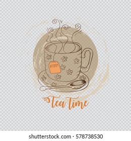 Tea card. Tea time. Hand drawing  illustration.

Find Similar Images