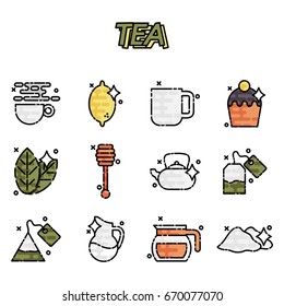 Tea cartoon concept icons