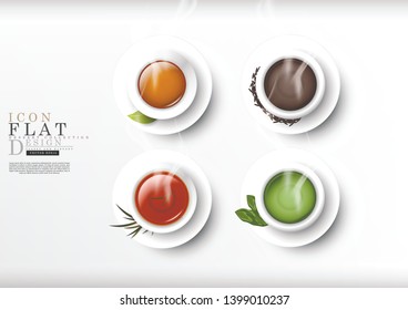 Tea cartoon flat subject icon dessert collection vector design