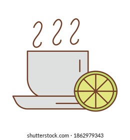 té en taza de cerámica con estilo de relleno de limón icono diseño de ilustración vectorial