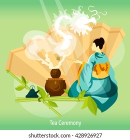 Tea Ceremony  Background  Vector Illustration