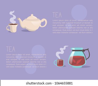 Tea ceremony. Banner Teapot Vector. Cartoon. Isolated art