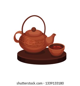 Tea ceremony chinese tradition. Vector flat illustration.