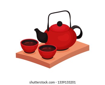 Tea ceremony chinese tradition. Vector flat illustration.