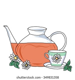 tea ceremony with cup and teapot