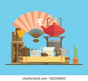 Tea ceremony flat vector
