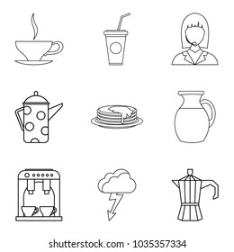 Tea ceremony icons set. Outline set of 9 tea ceremony vector icons for web isolated on white background