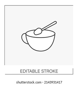  Tea ceremony line icon. Add sugar to cup. Tea and coffee concept. Isolated vector illustration. Editable stroke