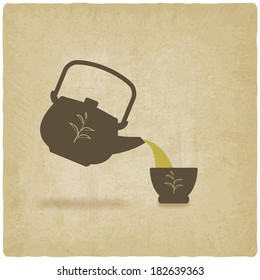 tea ceremony old background - vector illustration