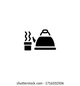 Tea ceremony outline vector icon in black solid flat design icon isolated on white background