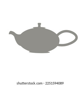Tea ceremony. Teapot and cups or ceramic mugs with tea. Beautiful Japanese ceramic tableware.
