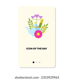 Tea ceremony thin flat icon. Drink ceramic teapot with herbal tea isolated vector sign. Culinary and gastronomy concept. Vector illustration symbol elements for web design and apps