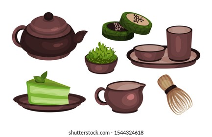 Tea Ceremony Vector Icons Set. Chinese Mate Drinking Process