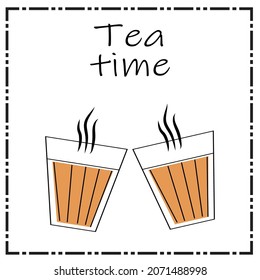 Tea or chai vector,chai vector illustration, tea time banner,vector illustration