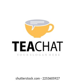 Logo del chat de té. Firmar en forma de discurso de taza y burbuja
