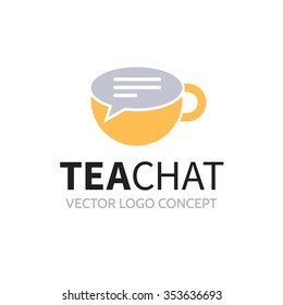 Tea chat logo. Sign in form of cup and bubble speech