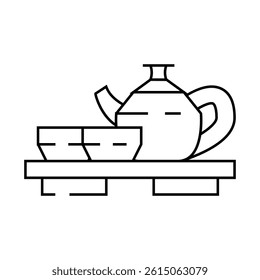 tea chinese line icon vector. tea chinese sign. isolated contour symbol black illustration