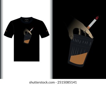 
Tea and Cigarate Vector Black T Shirt Design