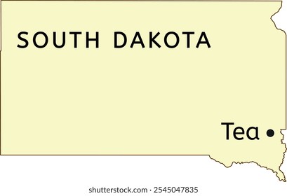 Tea city location on South Dakota state map