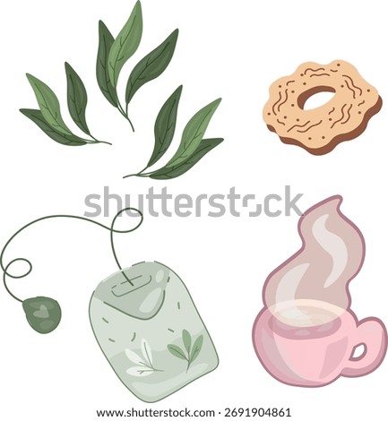 tea cofee drink cookies cup leaves leaf