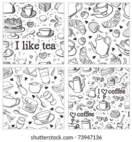 Tea and coffee background set