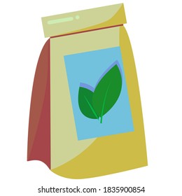 tea or coffee bag flat simple illustration. Home and kitchen series. Dishes food and utensils.in EPS 10 format