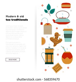 Tea and coffee banner background. Can be used as invitation, greeting card, flyer, business concept