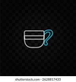 Tea and coffee. Berry, green and black tea. .coffee with solid line. neon style. Black coffee, cappuccino, espresso, latte, macchiatto, mocha, cocoa top view. neon style..