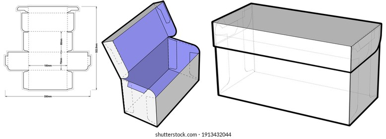 Caja de té y café (Medición interna 15 x 7 + 8 cm) y Patrón de corte por goteo. El archivo .eps es de escala completa y totalmente funcional. Preparado para la producción real de cartón.