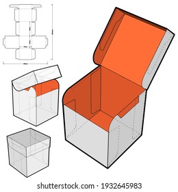 Caja de té y café (Medición interna 7 x 7 + 8 cm) y Modelo de corte en seco. El archivo .eps es de escala completa y totalmente funcional. Preparado para la producción real de cartón.