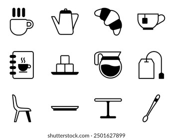 tea and coffee cafe icon symbol vector template collection