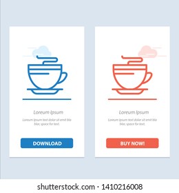 Tea, Coffee, Cup, Cleaning  Blue and Red Download and Buy Now web Widget Card Template