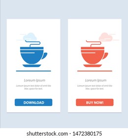 Tea, Coffee, Cup, Cleaning  Blue and Red Download and Buy Now web Widget Card Template