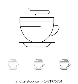 Tea, Coffee, Cup, Cleaning Bold and thin black line icon set