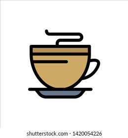 Tea, Coffee, Cup, Cleaning  Flat Color Icon. Vector icon banner Template