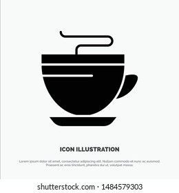 Tea, Coffee, Cup, Cleaning solid Glyph Icon vector. Vector Icon Template background