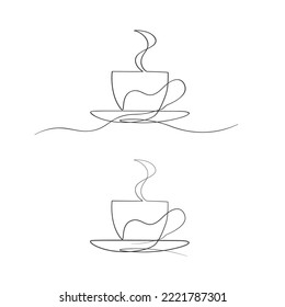 Tea and coffee cup continues line drawing