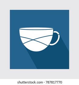 Tea or Coffee Cup flat icon with long shadow