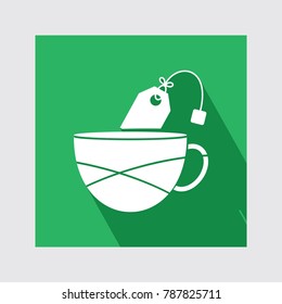 Tea or Coffee Cup flat icon with long shadow